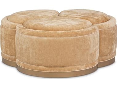 Michael Amini Malibu Crest - Mahogany Beige Upholstered Ottoman AIC9007879HONEY412