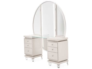 Michael Amini Glimmering Heights 56" Ivory Vanity Table with Mirror AIC9011000VAN2111