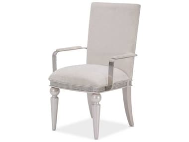 Michael Amini Glimmering Heights White Fabric Upholstered Arm Dining Chair AIC9011004R111