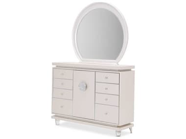 Michael Amini Glimmering Heights 56" Wide White Double Dresser with Mirror AIC9011050260111