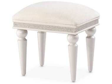 Michael Amini Glimmering Heights 20" Ivory White Fabric Upholstered Accent Stool AIC9011804R111