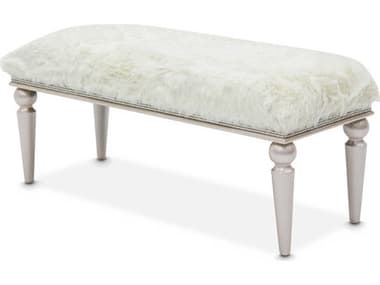 Michael Amini Glimmering Heights 48" Cloud White Fur Accent Bench AIC9011904111