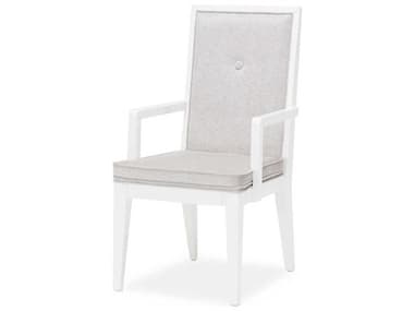 Michael Amini Horizons Leather Hardwood White Upholstered Arm Dining Chair AIC9012604108