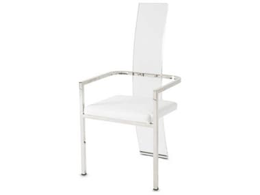 Michael Amini State St White Leather Upholstered Arm Dining Chair AIC9016004A116