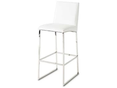 Michael Amini State St Glossy White Leather Upholstered Bar Stool AIC9016504116