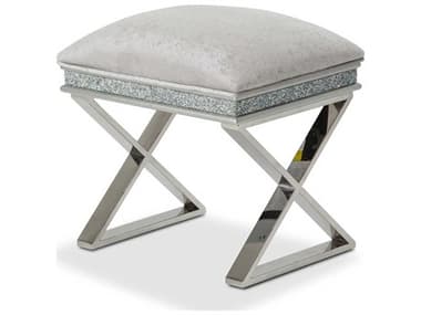 Michael Amini Melrose Plaza 20" Dove Grey Fabric Upholstered Accent Stool AIC9019804R118