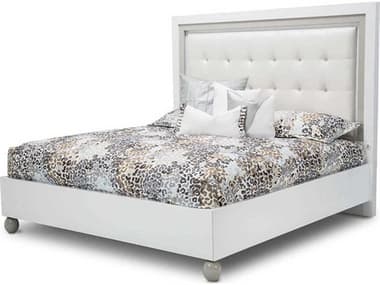 Michael Amini Sky Tower Ice White Upholstered California King Panel Bed AIC9025600CK108