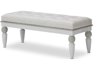 Michael Amini Sky Tower 48" White Cloud Fabric Upholstered Accent Bench AIC9025694108