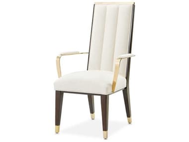 Michael Amini Belmont Place Rubberwood White Fabric Upholstered Arm Dining Chair AIC9085004409