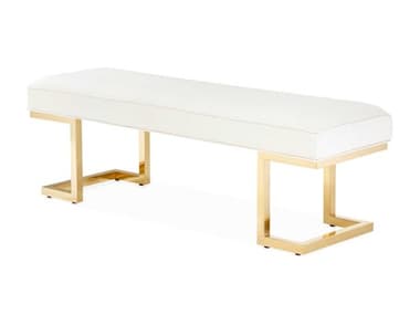 Michael Amini Belmont Place 51&quot; Cream White Fabric Upholstered Accent Bench AIC9085904806
