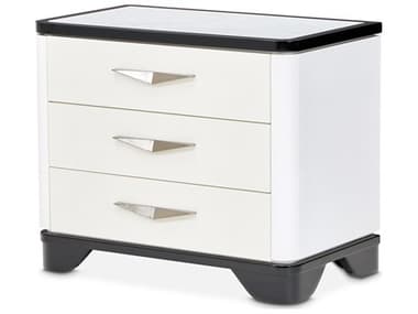 Michael Amini Tuxedo 3-Drawers Black Poplar Wood Nightstand AIC9087042832