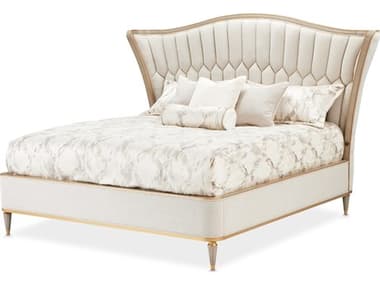 Michael Amini St. Charles Gray Poplar Wood Upholstered King Platform Bed AIC9088000EK803