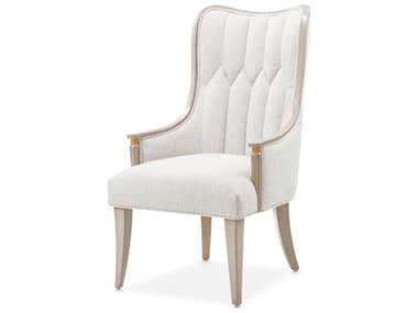 Michael Amini St. Charles Rubberwood Gray Upholstered Arm Dining Chair AIC9088004803