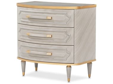 Michael Amini St. Charles 3-Drawers Gray Poplar Wood Nightstand AIC9088040803