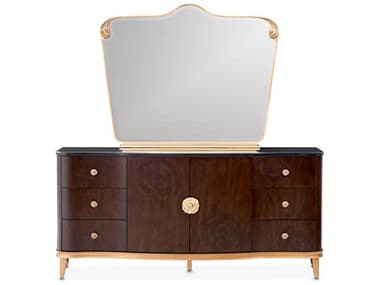 Michael Amini Camellia Field Pecan Dresser with Mirror AIC9090050SA60400