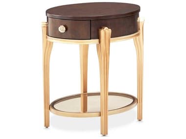 Michael Amini Camellia Field Pecan Round Wood Warm End Table AIC9090202400