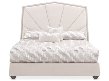 Michael Amini Fantosini Cappuccino Silver Mist Beige Poplar Wood Upholstered King Panel Bed AIC9091014EK3823