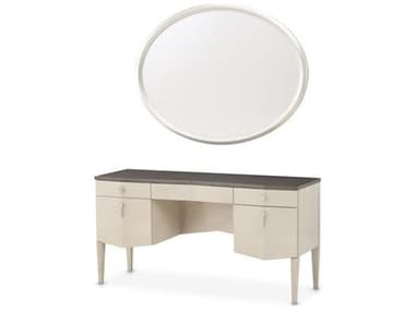 Michael Amini Fantosini Silver Mist Poplar Wood Vanity Table with Mirror AIC9091058VAN2823