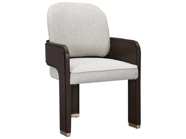 Michael Amini West Kensington Espresso Rubberwood Gray Upholstered Arm Dining Chair AIC9096004A417