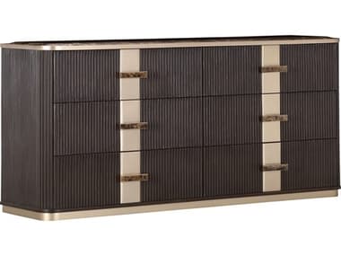 Michael Amini West Kensington 6-Drawers Brown Rubberwood Double Espresso Dresser AIC9096050SA417