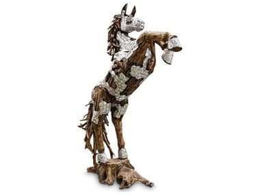Michael Amini Discoveries Accents Artifacts Wood Crafted Horse Sculpture AICACFARFHORSE003