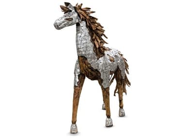 Michael Amini Discoveries Accents Artifacts Wood Crafted Horse Sculpture AICACFARFHORSE004