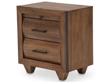 Michael Amini Brooklyn Walk 2-Drawers Brown Acacia Wood Nightstand AICKIBRKW040408N