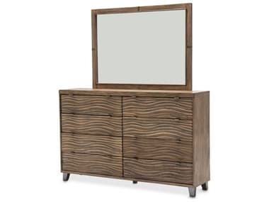 Michael Amini Del Mar Sound Natural Acacia Wood Double Dresser and Mirror Set AICKIDELM050260215