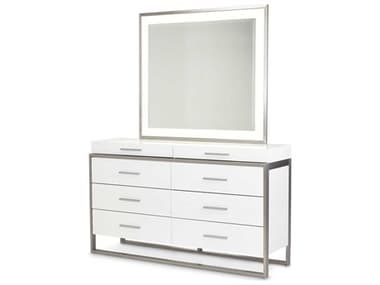 Michael Amini Marquee 64" Wide 8-Drawers Cloud White Double Dresser with Mirror AICKIMRQE050260108