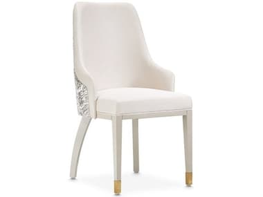 Michael Amini Carmela Beech Wood White Upholstered Arm Dining Chair AICLFRCRMA004A141