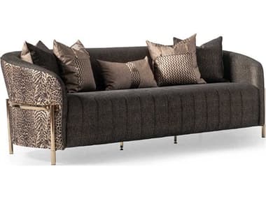 Michael Amini Lisbon - Onyx 98" Brown Fabric Upholstered Sofa AICLFRLSBN815ONX806