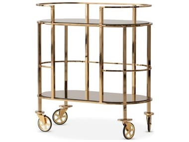 Michael Amini Savannah Breeze Glass Gold Bar Cart AICLFRSBRZ225806