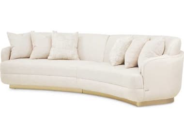 Michael Amini Aurora 132&quot; Linen White Fabric Upholstered Sofa AICLRUAURA2PCLIN135