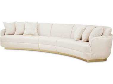 Michael Amini Aurora 168&quot; Linen White Fabric Upholstered Sofa AICLRUAURA3PCLIN135