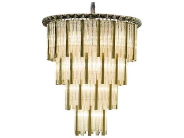Michael Amini Chimes 27" Wide 18-Light Gold Crystal Geometric Chandelier AICLTCH96018GLD