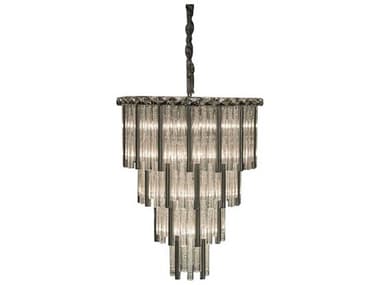 Michael Amini Chimes 27" Wide 18-Light Gold Clear Crystal Candelabra Drum Tiered Chandelier AICLTCH960G18GLD