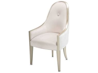 Michael Amini London Place Poplar Wood White Velvet Upholstered Arm Dining Chair AICN9004004A112