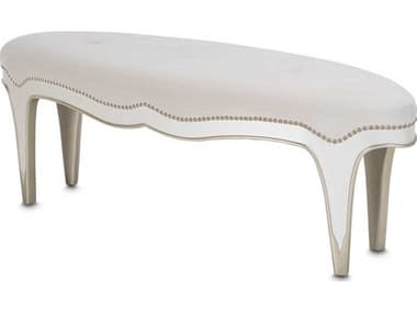 Michael Amini London Place 56&quot; Creamy Pearl White Velvet Upholstered Accent Bench AICN9004904112