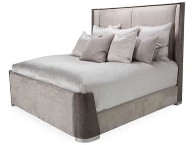 Michael Amini Roxbury Park Cement Gray Upholstered California King Panel Bed AICN9006000CKDP4220
