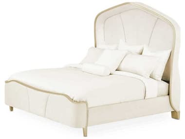 Michael Amini Malibu Crest Doeskin White Birch Wood Upholstered California King Panel Bed AICN9007000CK3CR822