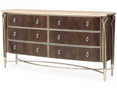 Michael Amini Villa Cherie - Hazelnut 6-Drawers Brown Birch Wood Double Dresser AICN9008050SA410