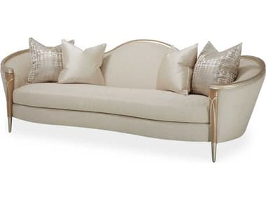 Michael Amini Villa Cherie Caramel 101" Pearl Beige Fabric Upholstered Sofa AICN9008815PEARL134