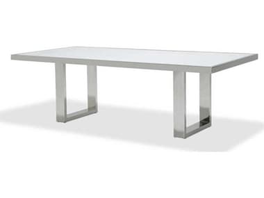 Michael Amini State St 94" Rectangular Glass Glossy White Dining Table AICN9016000116