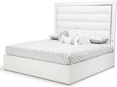Michael Amini State St Glossy White Upholstered California King Platform Bed AICN9016000CKP116