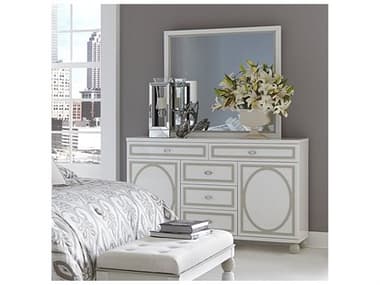 Michael Amini Sky Tower 5-Drawers White Double Dresser With Mirror Set AICN9025650SA60108