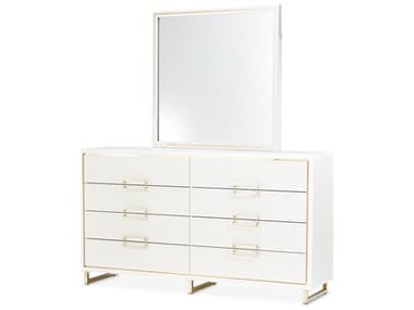 Michael Amini Palm Gate White Double Dresser With Mirror Set AICN9086050SA260108