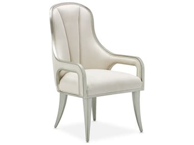 Michael Amini Penthouse Rubberwood White Upholstered Arm Dining Chair AICNF9033004130