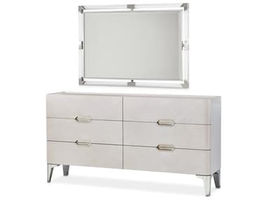 Michael Amini Penthouse 6-Drawers Gray Beech Wood Double Dresser AICNF9033050SA260130