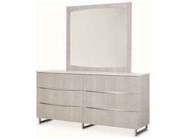 Michael Amini Marin 6-Drawers Gray Double Dresser With Mirror Set AICNKIMRN50SA260139