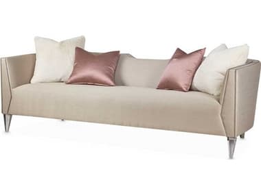 Michael Amini Linea 100" Metallic Beige Fabric Upholstered Sofa AICNLRULNEA815MTL823